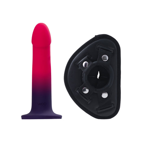 Duo Semi-Realistic 7 Inch Dildo With Harness Pink Purple Harnesses & Strap-Ons