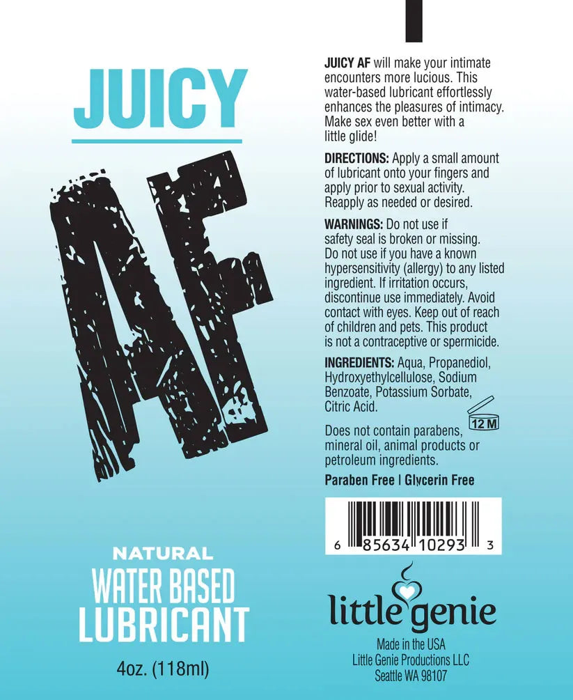 Juicy AF Natural Water-Based Lubricant – 2 Oz Lubricant > Lube > Water Based