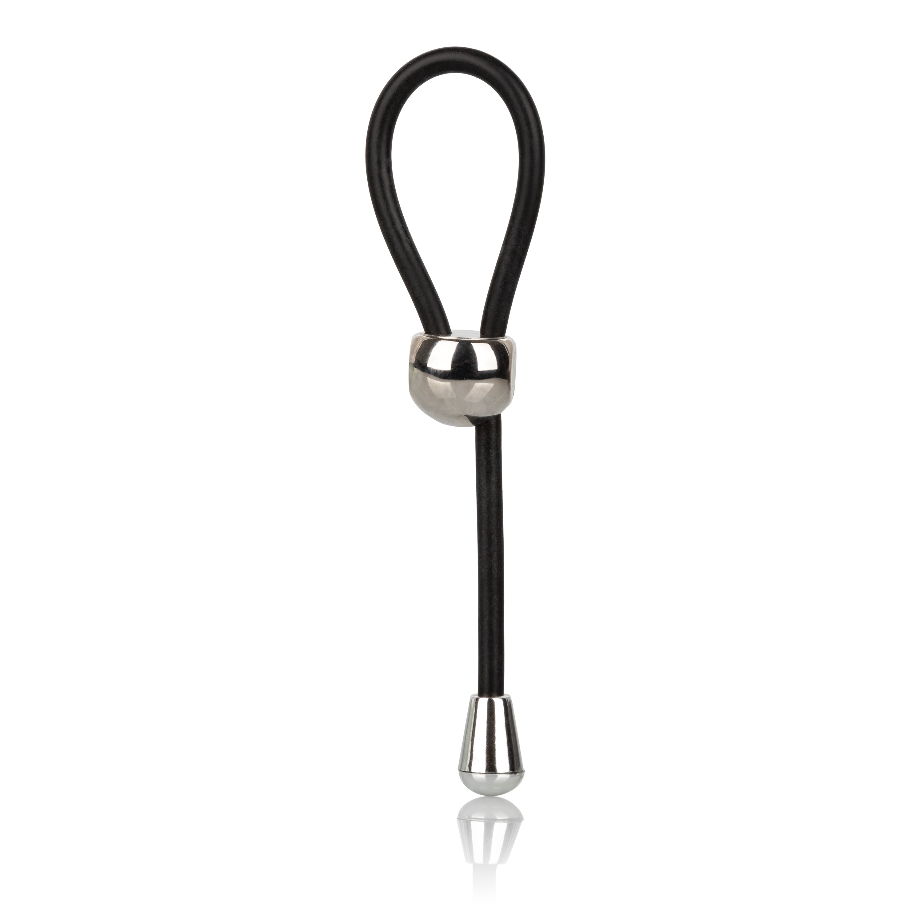 E-Z Cinch Silicone Lasso Adjustable Stretchy Pleasure Ring with Tightening Bead in Black Secondary image