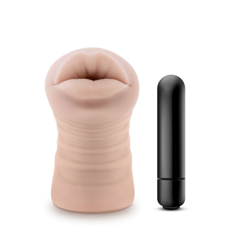 M For Men Angie (Vanilla) – Rechargeable Vibrating Masturbator Beige Strokers - Auto