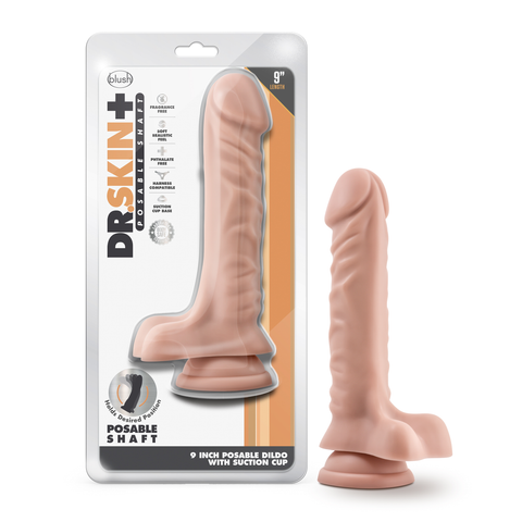 Dr Skin Plus 9 Inch Posable Realistic Dildo With Balls Vanilla Dongs Realistic