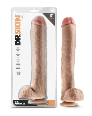 Dr. Michael 14 Inch Beige Realistic Dildo with Suction Base Dongs Realistic