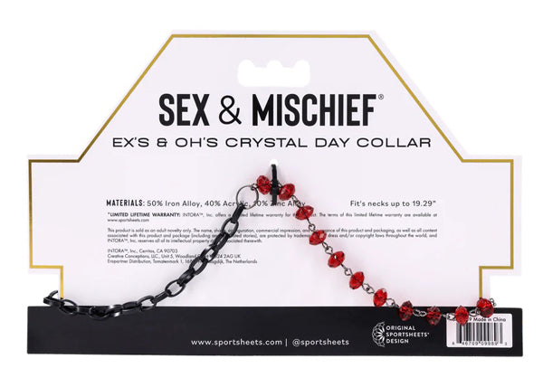 Sm Exs And Ohs Crystal Day Collar Black Collar Jewellery Red > Bondage Gear > Collars