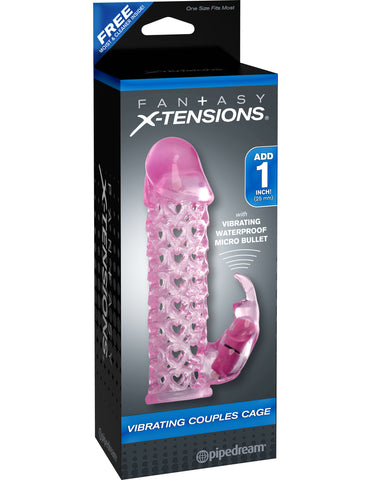 Fantasy X-Tensions Vibrating Couples Cage (Pink) – Slim Vibrating Cage SLEEVES