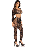 Leg Avenue Crop Top and Footless Tights – Stretch Lingerie Set > Clothes > Lingerie Sets