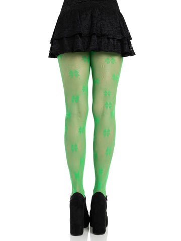 Clover Net Tights (Green) – Nylon Spandex Tights > Clothes > Hosiery > Pantyhose & Tights