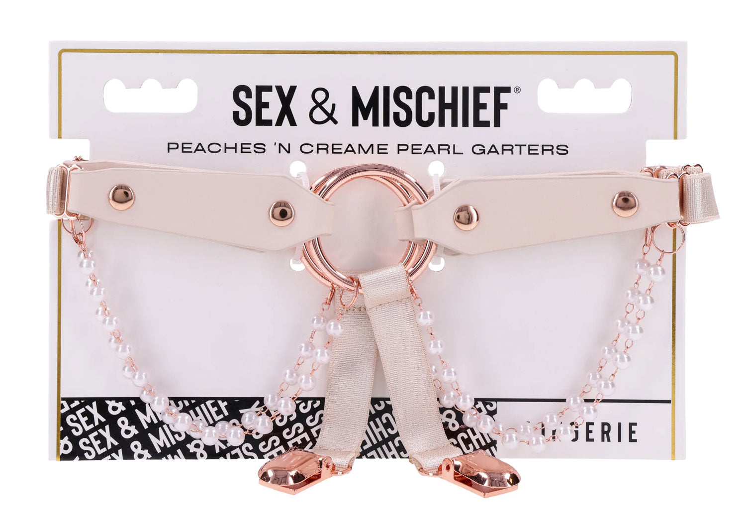 Peaches N Creame Pearl Garters (Peach) – Elegant Garters Secondary image