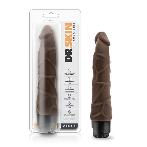 Dr Skin 9 Inch Realistic Vibrating Cock Vibrator Chocolate DONGS Vibrating