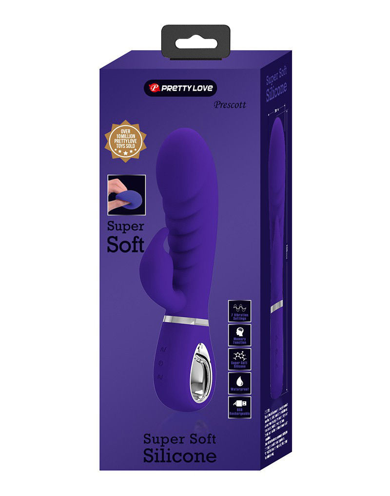 Prescott Super Soft Rabbit Silicone Vibrator - Purple Purple VIBRATORS-RABBIT