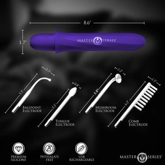 Elektrawand Rechargeable Violet Wand (Purple) – Cordless Electro Stimulation Wand with Attachments E-STIM TOYS