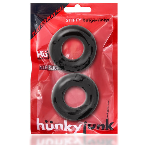 Stiffy 2 Piece Bulge Cockrings by HunkyJunk Tar Ice Black One Size COCK RINGS