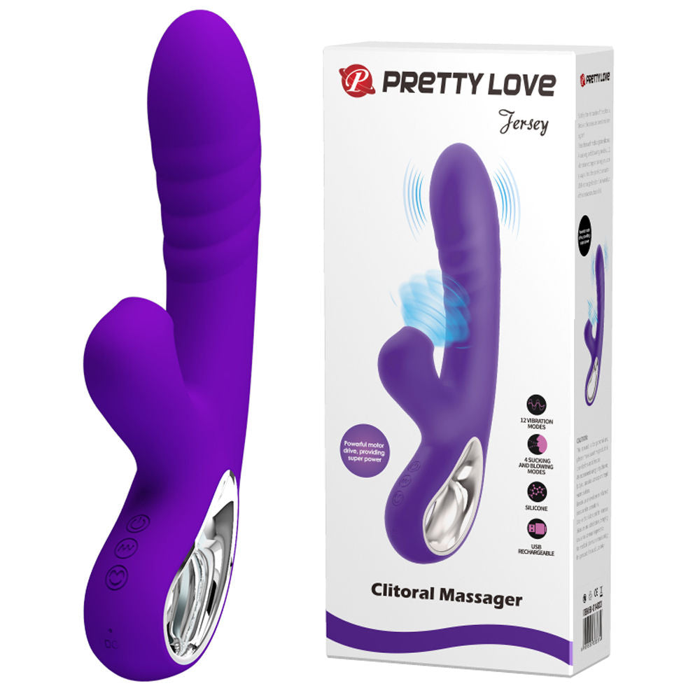 Pretty Love Jersey Rabbit Vibrator with Suction and Vibration Purple VIBRATORS-RABBIT