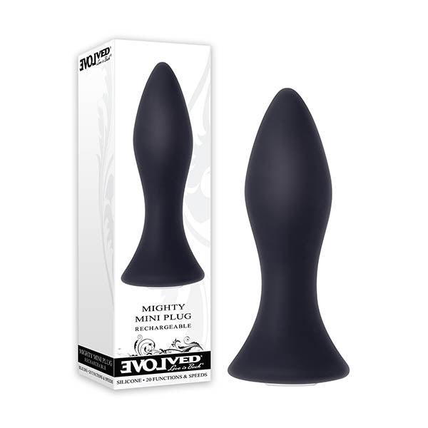 Mighty Mini Plug 8.9 cm USB Rechargeable Butt Plug for Beginners and Advanced Anal Players Black Butt Plugs - Vibrating