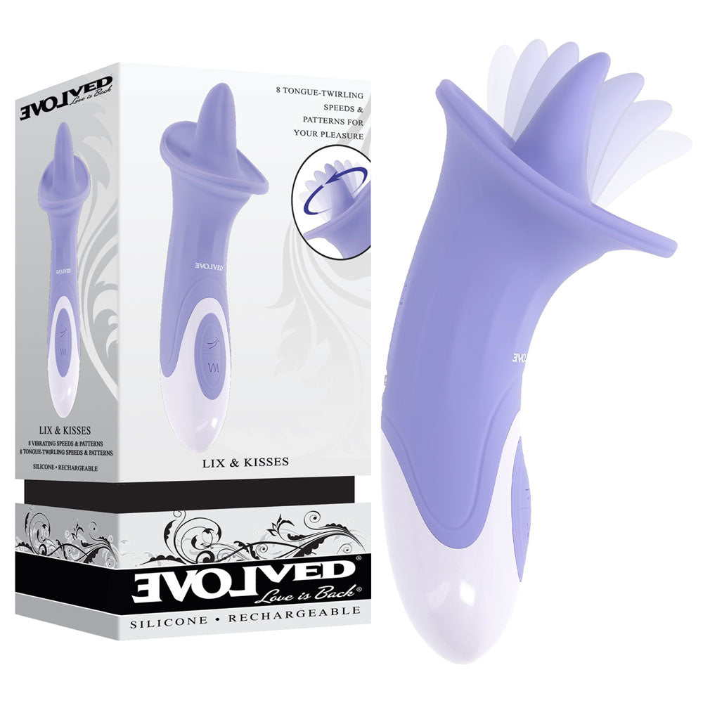 Evolved Lix and Kisses Purple Rechargeable Flicking Tongue Stimulator Purple STIMULATORS