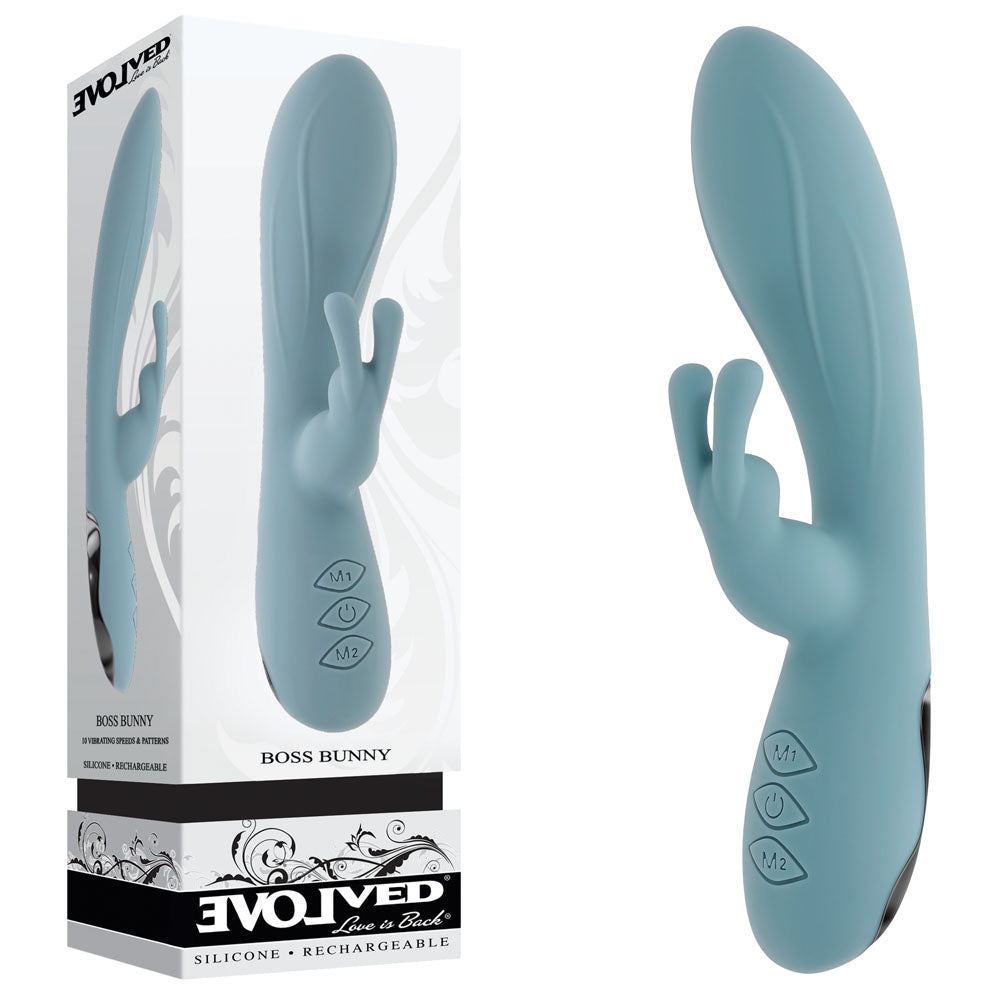 Boss Bunny Blue Silicone Rabbit Vibrator with Dual Stimulation VIBRATORS-RABBIT