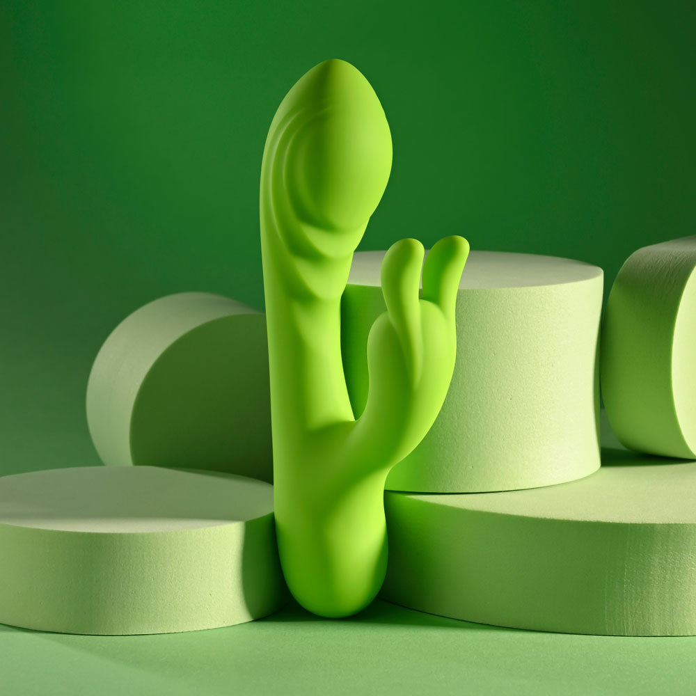 Brat Bunny Green 6.38 Inch Electric Dual Motor Silicone Rabbit Vibrator > Vibrators > Ladies > Rabbit