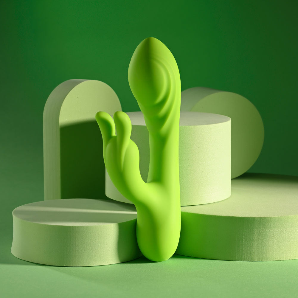 Brat Bunny Green 6.38 Inch Electric Dual Motor Silicone Rabbit Vibrator > Vibrators > Ladies > Rabbit