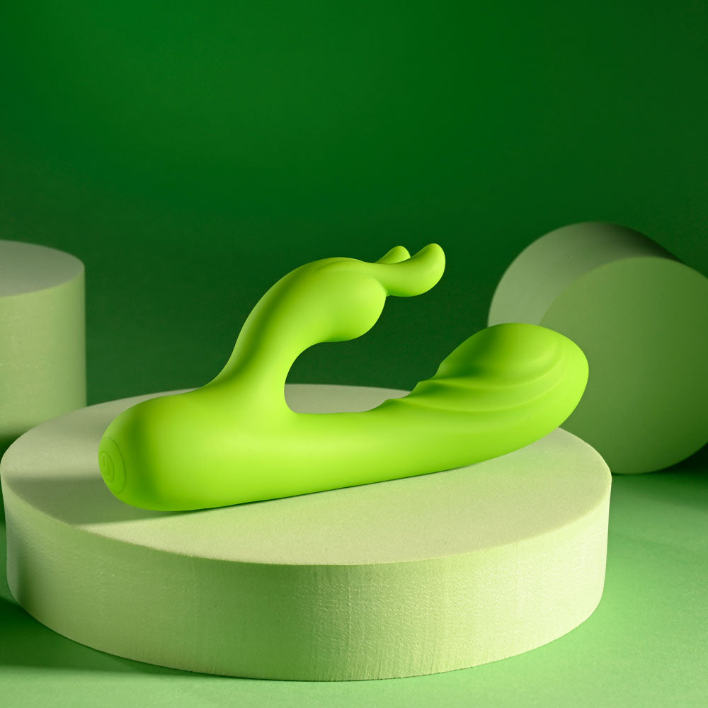 Brat Bunny Green 6.38 Inch Electric Dual Motor Silicone Rabbit Vibrator > Vibrators > Ladies > Rabbit