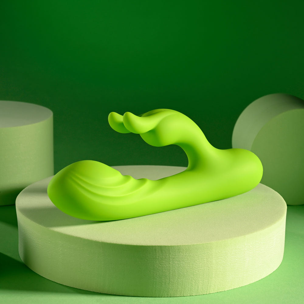 Brat Bunny Green 6.38 Inch Electric Dual Motor Silicone Rabbit Vibrator > Vibrators > Ladies > Rabbit