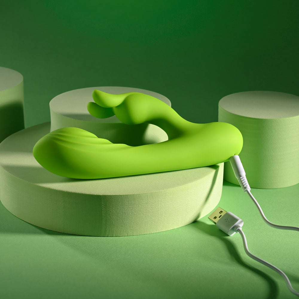 Brat Bunny Green 6.38 Inch Electric Dual Motor Silicone Rabbit Vibrator > Vibrators > Ladies > Rabbit