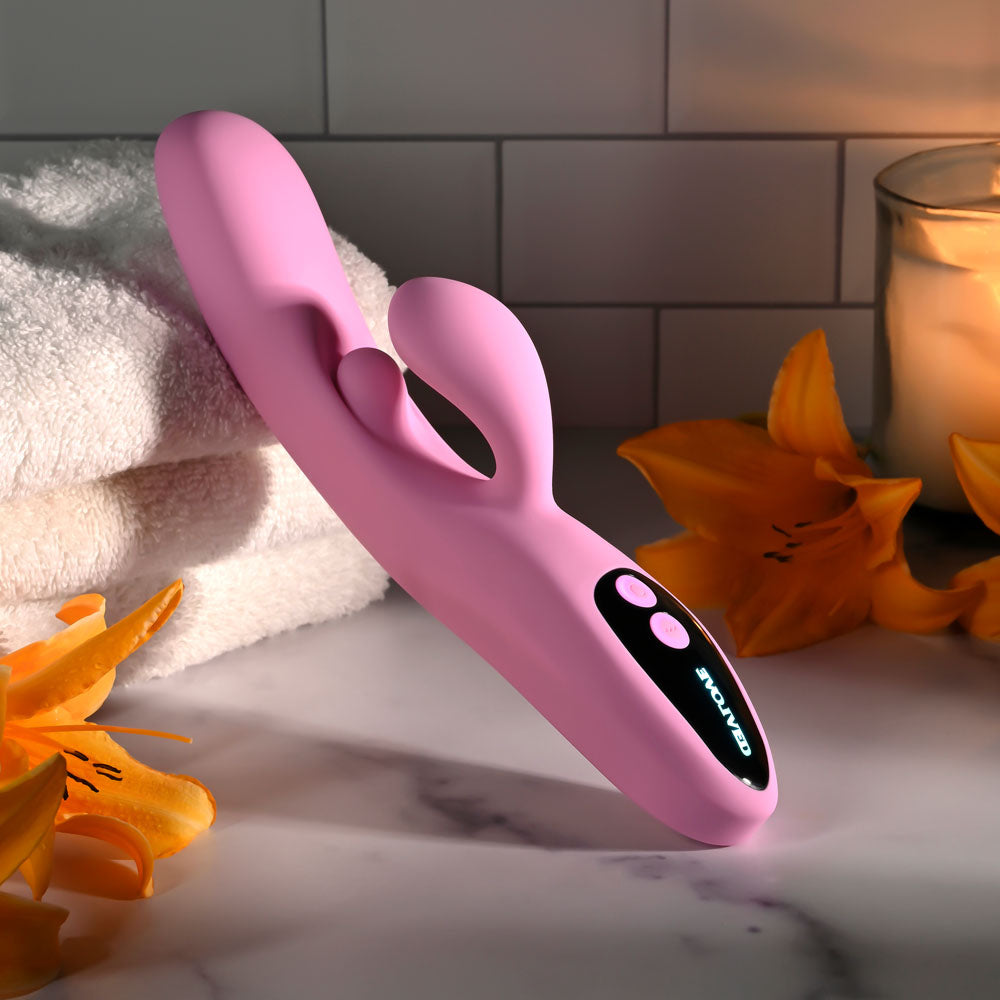 Evolved Push The Button – USB Rechargeable 23.5 cm Rabbit Vibrator Secondary image