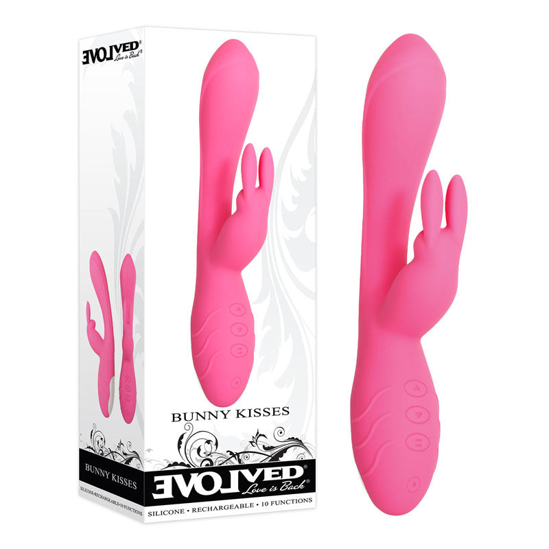 Evolved Bunny Kisses 20 Centimeter USB Rechargeable Rabbit Vibrator Pink VIBRATORS-RABBIT
