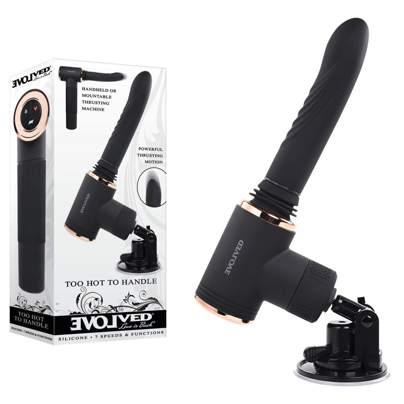 Evolved TOO HOT TO HANDLE Thrusting Vibe 7 Speed USB Rechargeable Black DONGS Thrusting