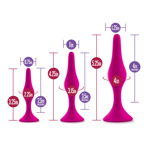Luxe Beginner Plug Kit Pink with 3 Graduated Sizes for Safe and Gentle Booty Play > Anal Range > Butt Plug Kits