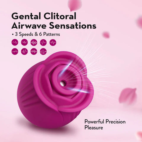 Blush Rose Original Velvet Clitoral Massager with Air Wave Pulsation Suction Stimulator