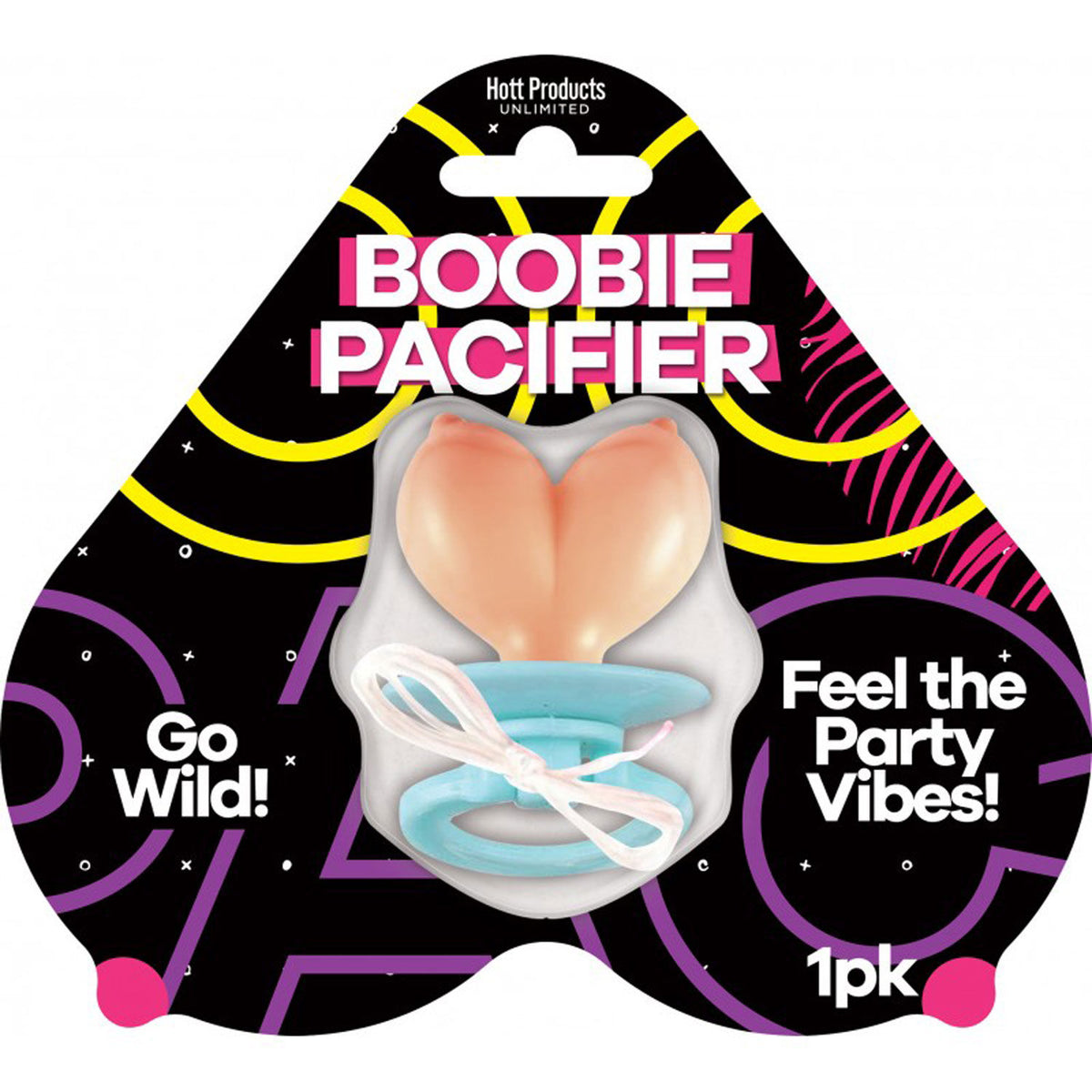 Boobie Pacifier with Elastic Wristband Novelty Adult Toy Beige Bachelor & Bachelorette Items