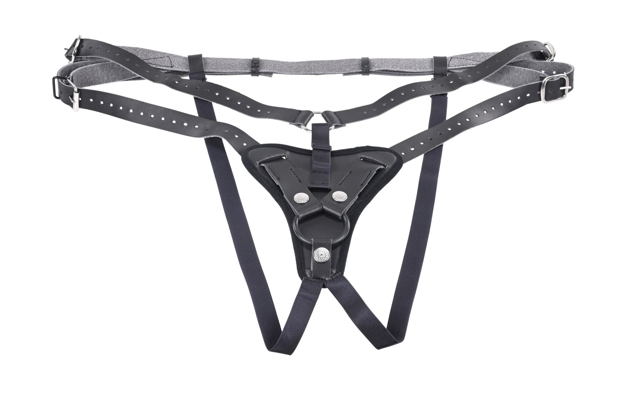 Sportsheets Aurora High Waisted Strap On Adjustable Strap-On Harness No Probe Included Black Size Up to 60 Inches Hip Harnesses & Strap-Ons