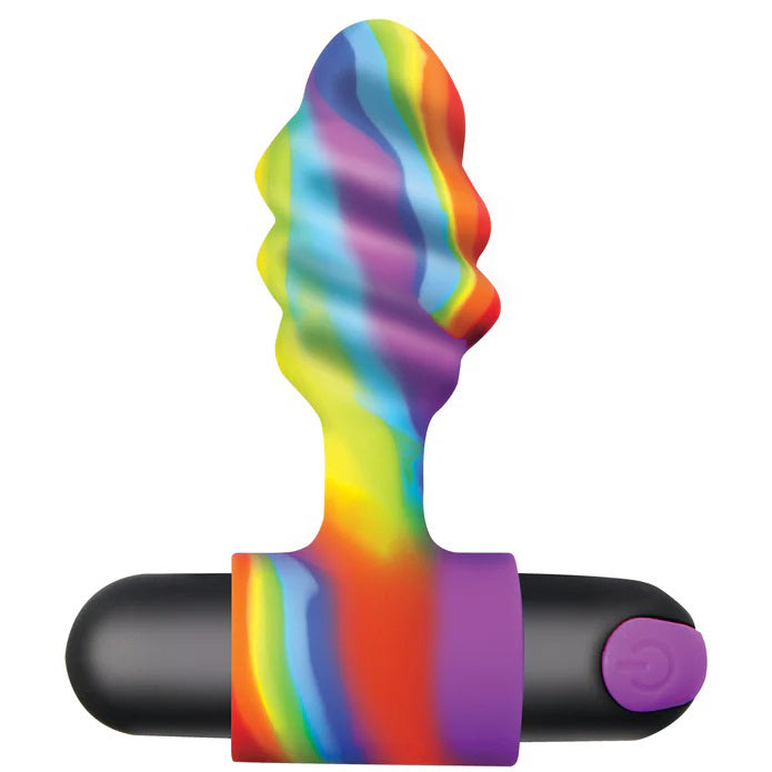 Bang Vibrating Rainbow Butt Plug with Rechargeable Bullet and Remote Control Butt Plugs - Vibrating