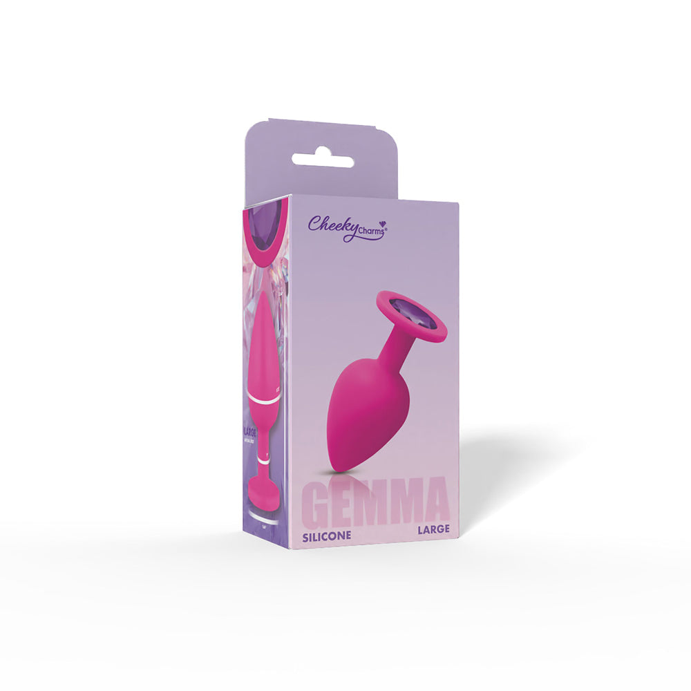 Gemma 3.76 Inch Purple Gem Pink Silicone Plug Large – Vibrant Silicone Butt Plug > Anal Range > Jewel Butt Plugs