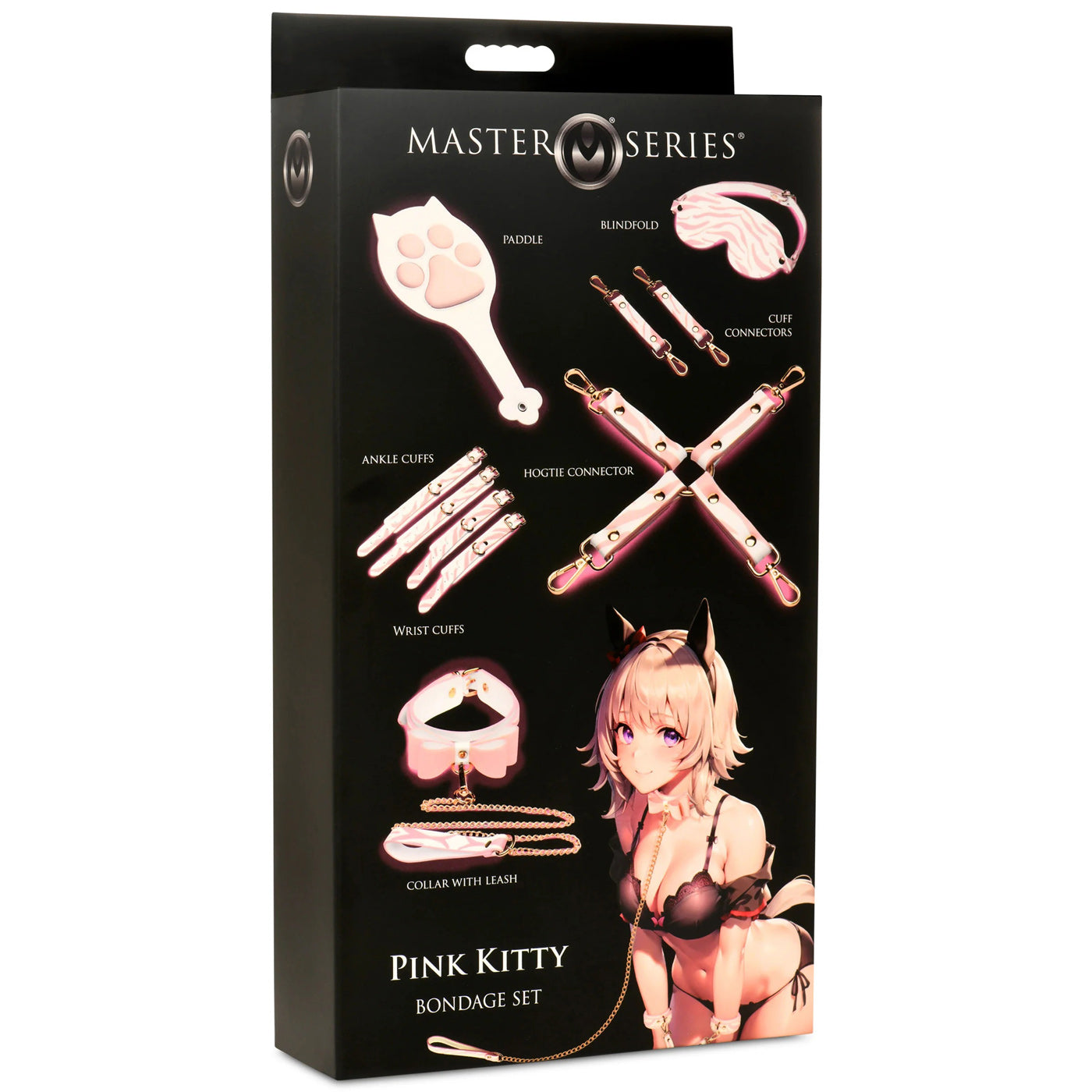 Pink Kitty Vegan Leather Bondage Set with Gold Rivet Details > Bondage Gear > Restraints