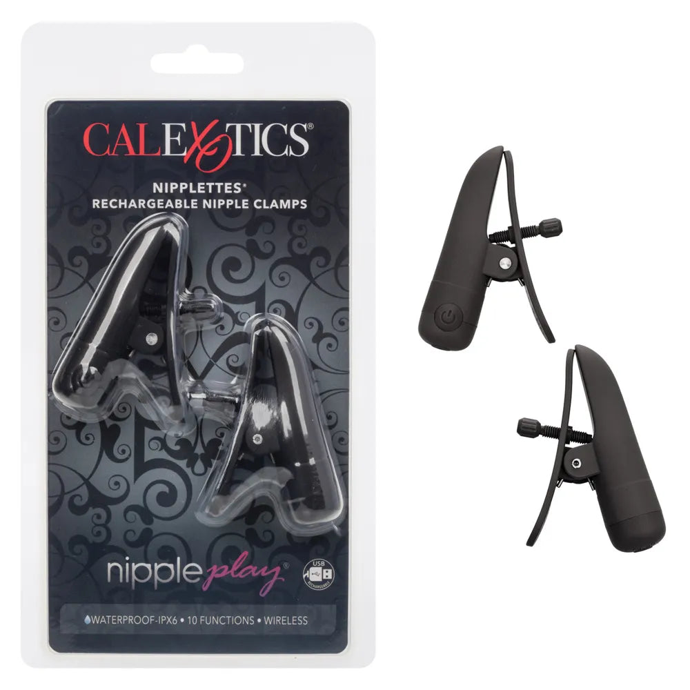 Nipple Play Adjustable Nipplettes – Wireless Vibrating Nipple Clamps Black > Sex Toys > Nipple Clamps