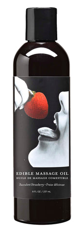 Edible Massage Oil Succulent Strawberry Flavored 237 Milliliter Bottle Massage Oil