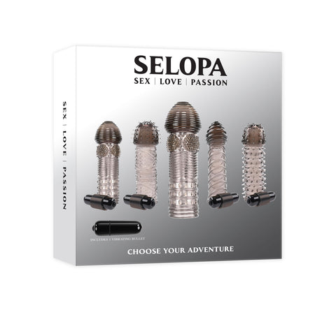 Choose Your Adventure Smoke Sleeve Kit with Vibrating Textures Black > Sex Toys For Men > Penis Sleeves