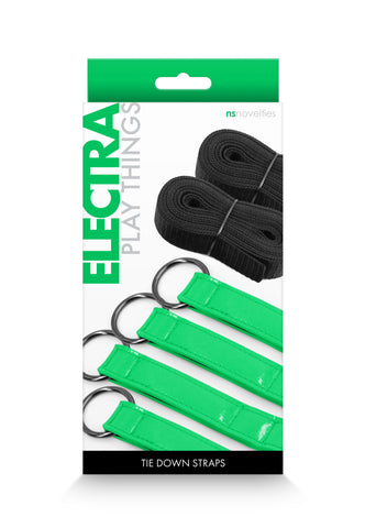 Electra Play Things Green Tie Down Straps Adult Bondage Gear Blindfold
