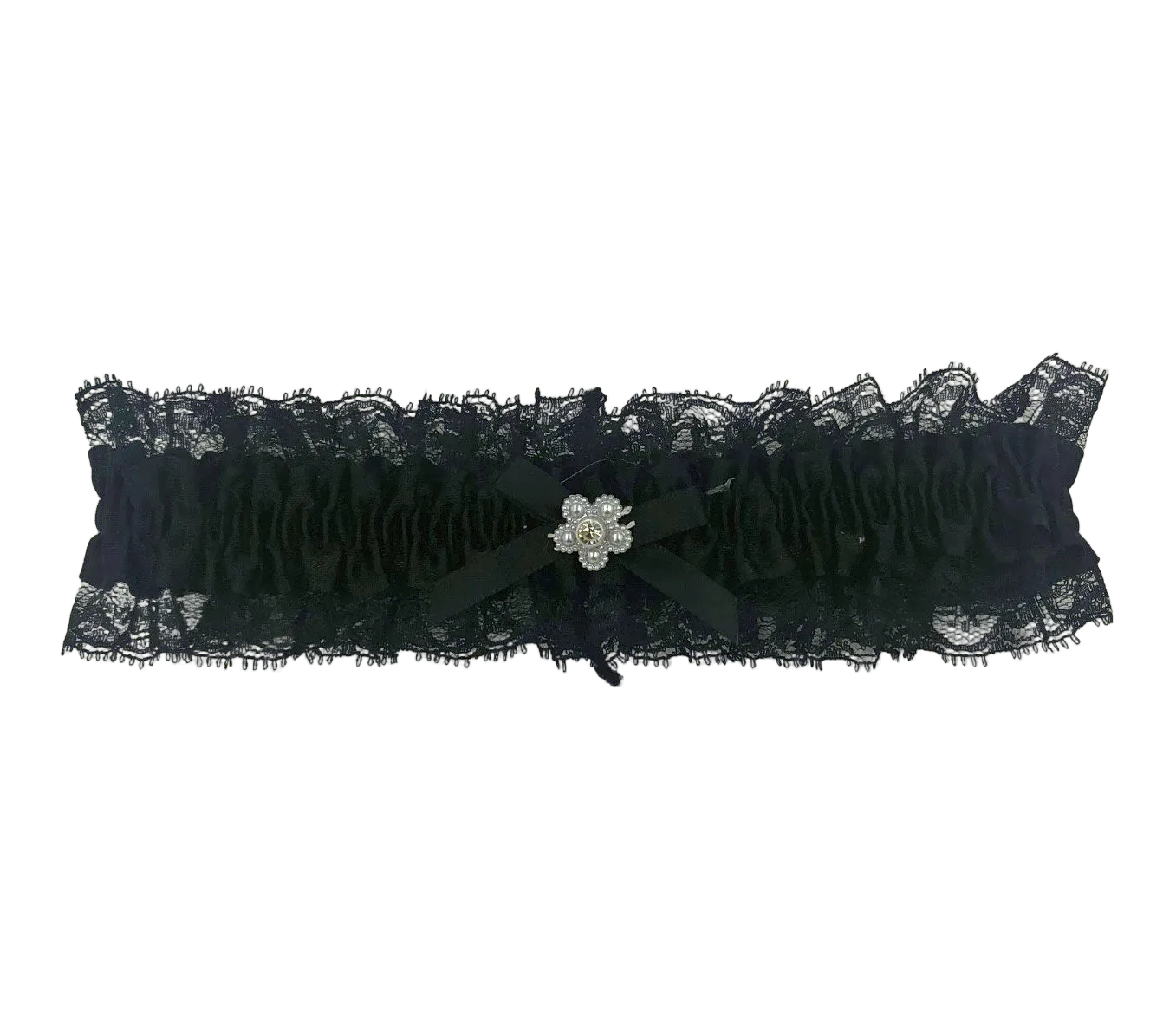 Elegant Moments Black Satin Lace Leg Garter One Size Fit > Clothes > Accessories