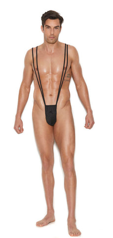 Elegant Moments Men's Suspender Thong Underwear One Size Black Mens Thongs