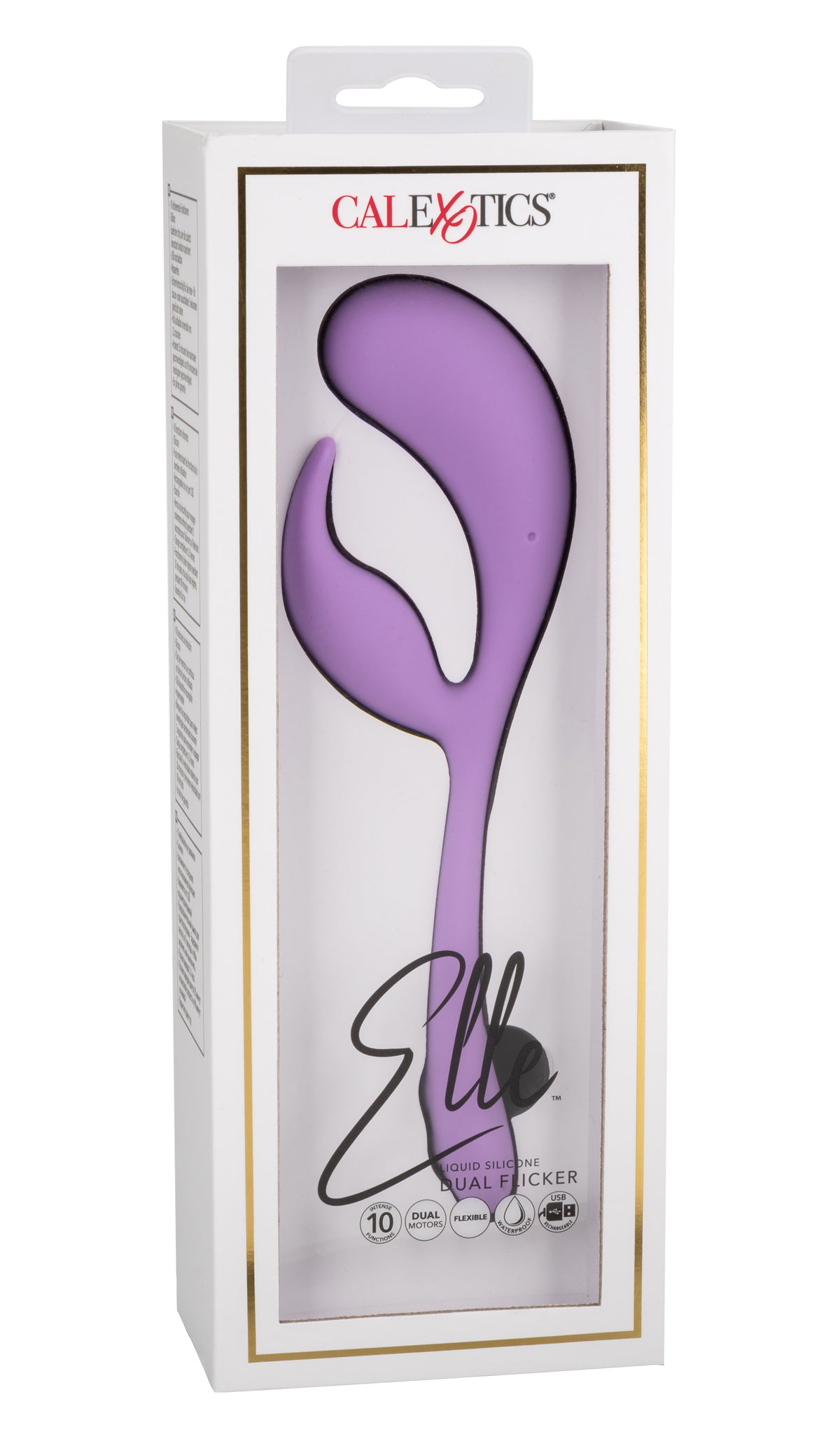 Elle Liquid Silicone Dual Flicker 7.25 Inch Purple Rechargeable Vibrator | Flexible > Vibrators > Ladies > Rabbit