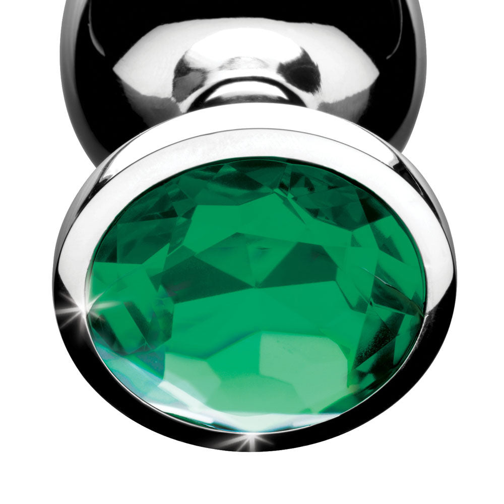 Emerald Gem Chrome Plated Steel Anal Plug Set – Small 2.6", Medium 3.2", Large 3.8" > Anal Range > Jewel Butt Plugs