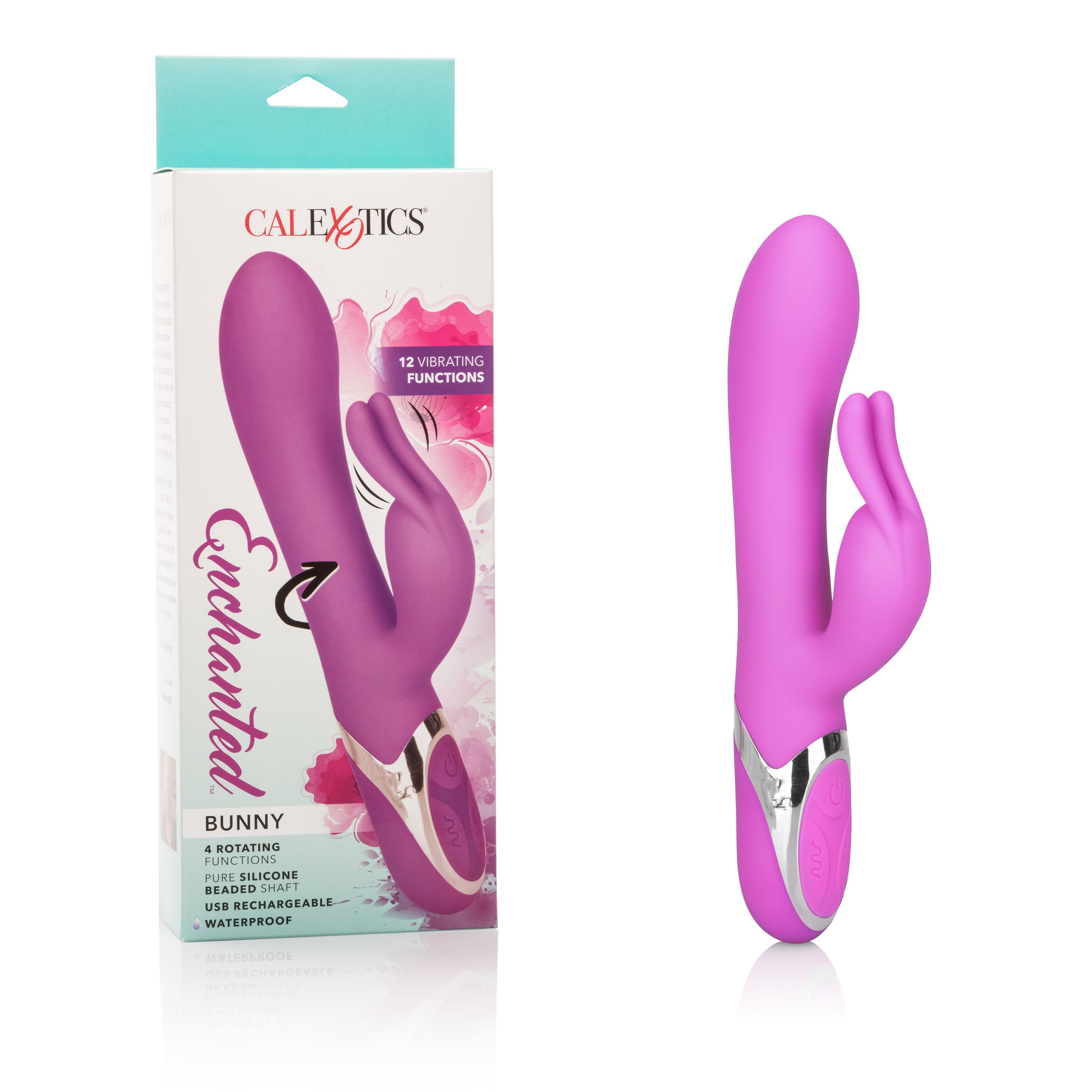 Enchanted Bunny Purple Silicone Intimate Massager with 4 Rotating Functions and 12 Vibration Modes Waterproof USB Rechargeable VIBRATORS-RABBIT