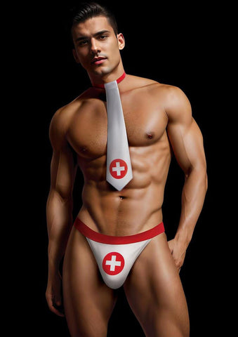 Envy Two-Piece Nurse Costume Kit White And Red Large XL Mens Costumes