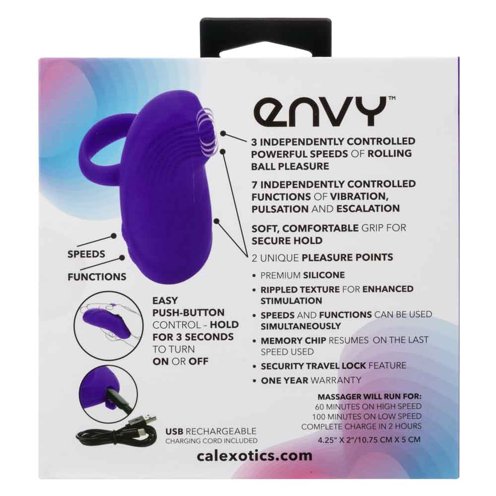 Envy™ Handheld Rolling Ball Massager Purple Silicone Waterproof with 3 Speeds and 7 Functions, > Vibrators > Finger Vibrators