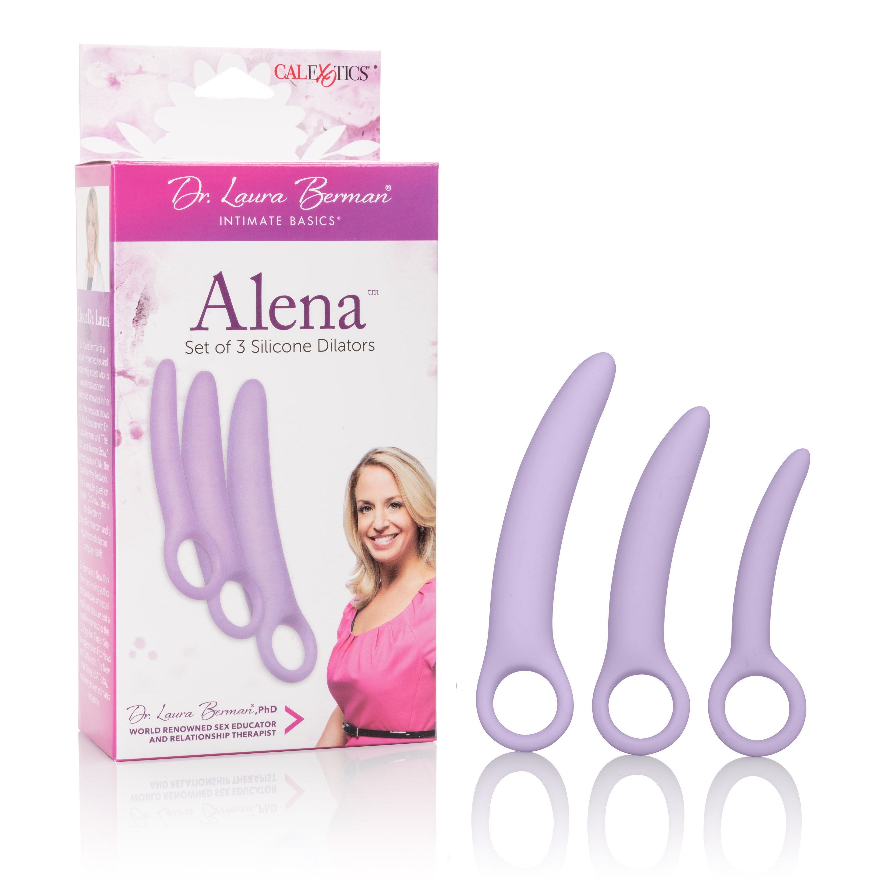 Dr. Laura Berman Alena Set of 3 Lavender Silicone Dilators with Finger Loop – Small 3” x 0.5”, Medium 3.5” x 0.75”, Large 4.25” x 0.75” > Sex Toys For Ladies > Kegel Exercise