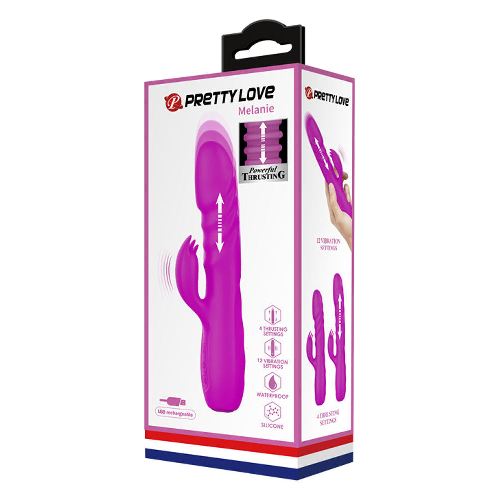 Pretty Love Melanie Powerful Thrusting Rabbit Vibrator Purple DONGS Thrusting