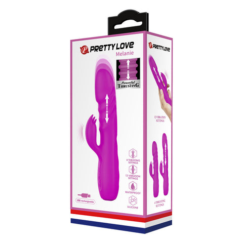 Pretty Love Melanie Powerful Thrusting Rabbit Vibrator Purple DONGS Thrusting