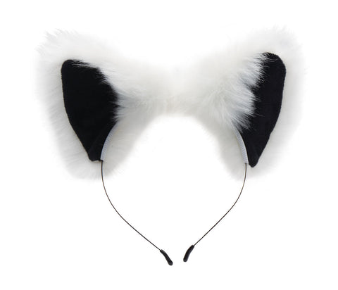 Anal Plug and Ears Set with White Fox Tail Tails