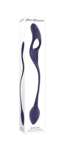 Zero Tolerance Tip to Tail Vibrating Plug and Penis Ring Adult Toy Purple Butt Plugs - Vibrating